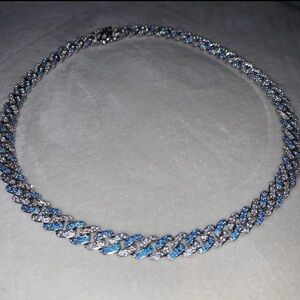 Blue and silver Cuban necklace